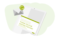 Visualizzazione di un tablet e scambio di e-mail di ringraziamento