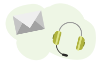 Mail en headseticon. Vertegenwoordigt mogelijke verdere contactinformatie.