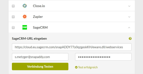 Sage CRM & snapADDY: Einfache Verknüpfung