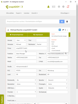 snapADDY für Microsoft Outlook