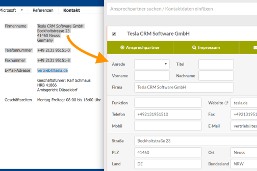 Theseus CRM: Kontaktpersonen und Firmen anlegen