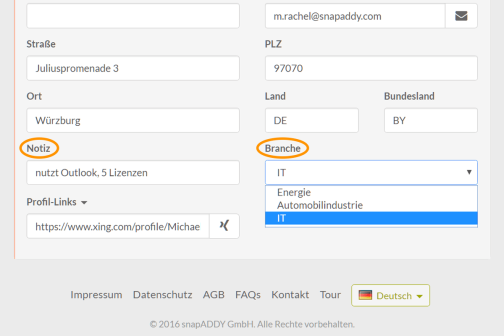 snapADDY: Individuelle Felder in Pipedrive