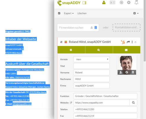 snapADDY & HubSpot: Kontakte extrahieren