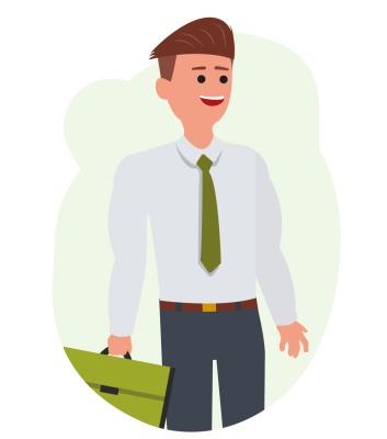 Depiction of a sales representative using snapADDY VisitReport to create product configurations & digital visit reports on site.