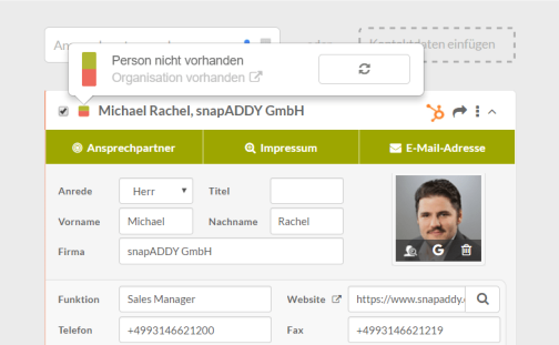 snapADDY & HubSpot: Dublettencheck