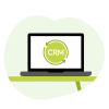 Laptop screen showing a connection with CRM system