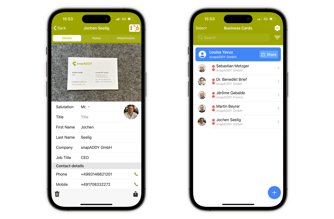snapADDY BusinessCards Scan Business Cards