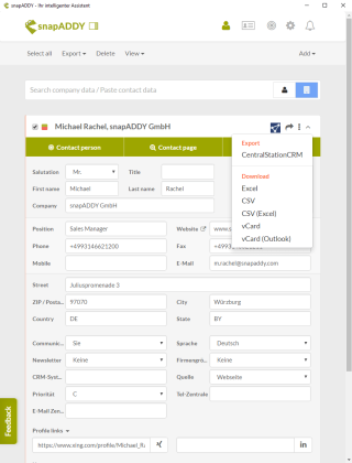 snapADDY for CentralStationCRM