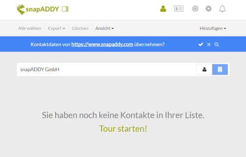snapADDY für CentralStationCRM: Schnellsuche