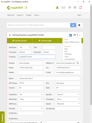 snapADDY for Microsoft Outlook