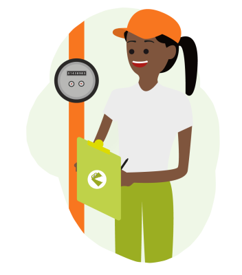 Woman with orange cap and snapADDY clipboard in front of a counter.
