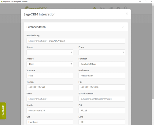 Hohe Datenqualität in Sage CRM mit snapADDY