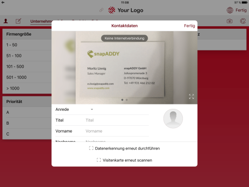 snapADDY VisitReport mit Offlineverfügbarkeit