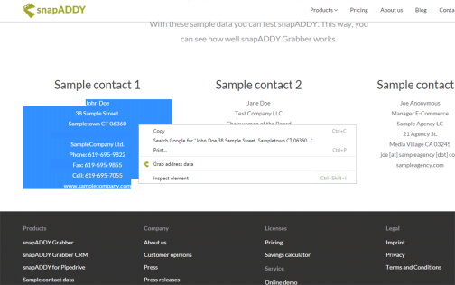 snapADDY Grabber CRM