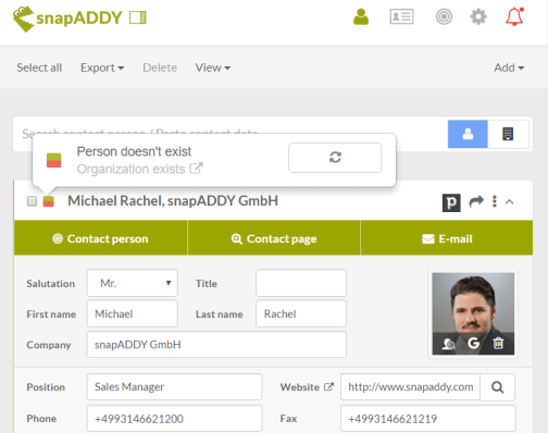 Pipedrive: complementing & editing contacts