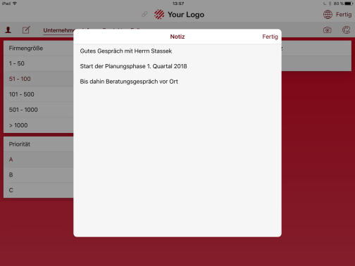snapADDY VisitReport: Notizen und Anhänge zu Besuchsberichten