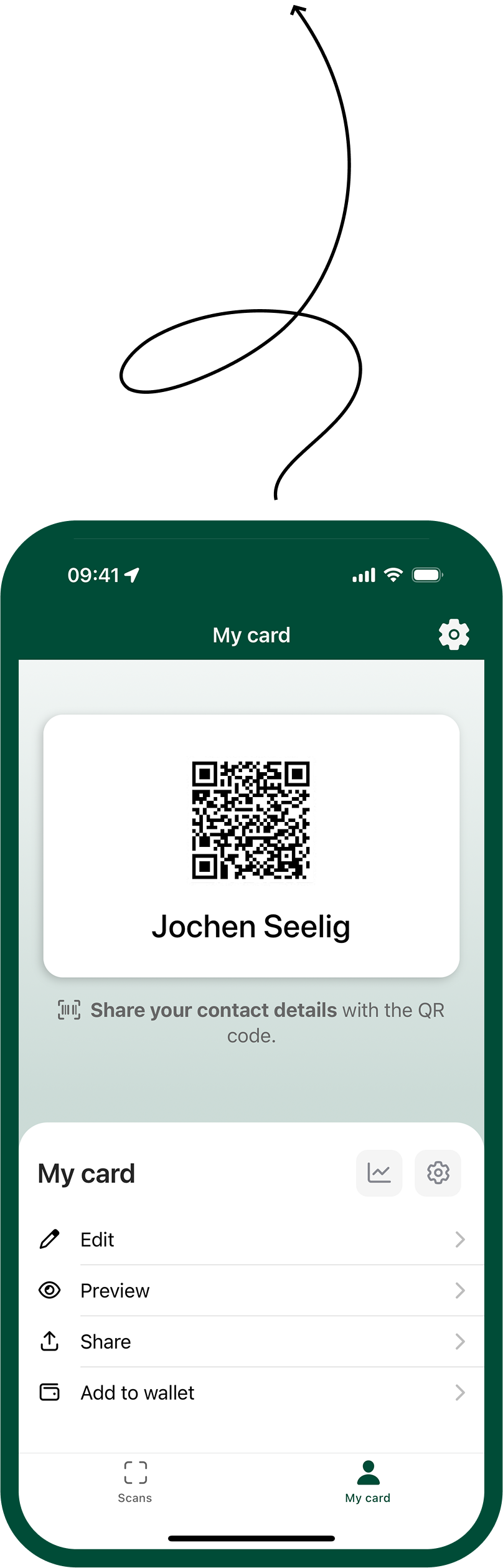Digitale Visitenkarte mit QR-Code teilen
