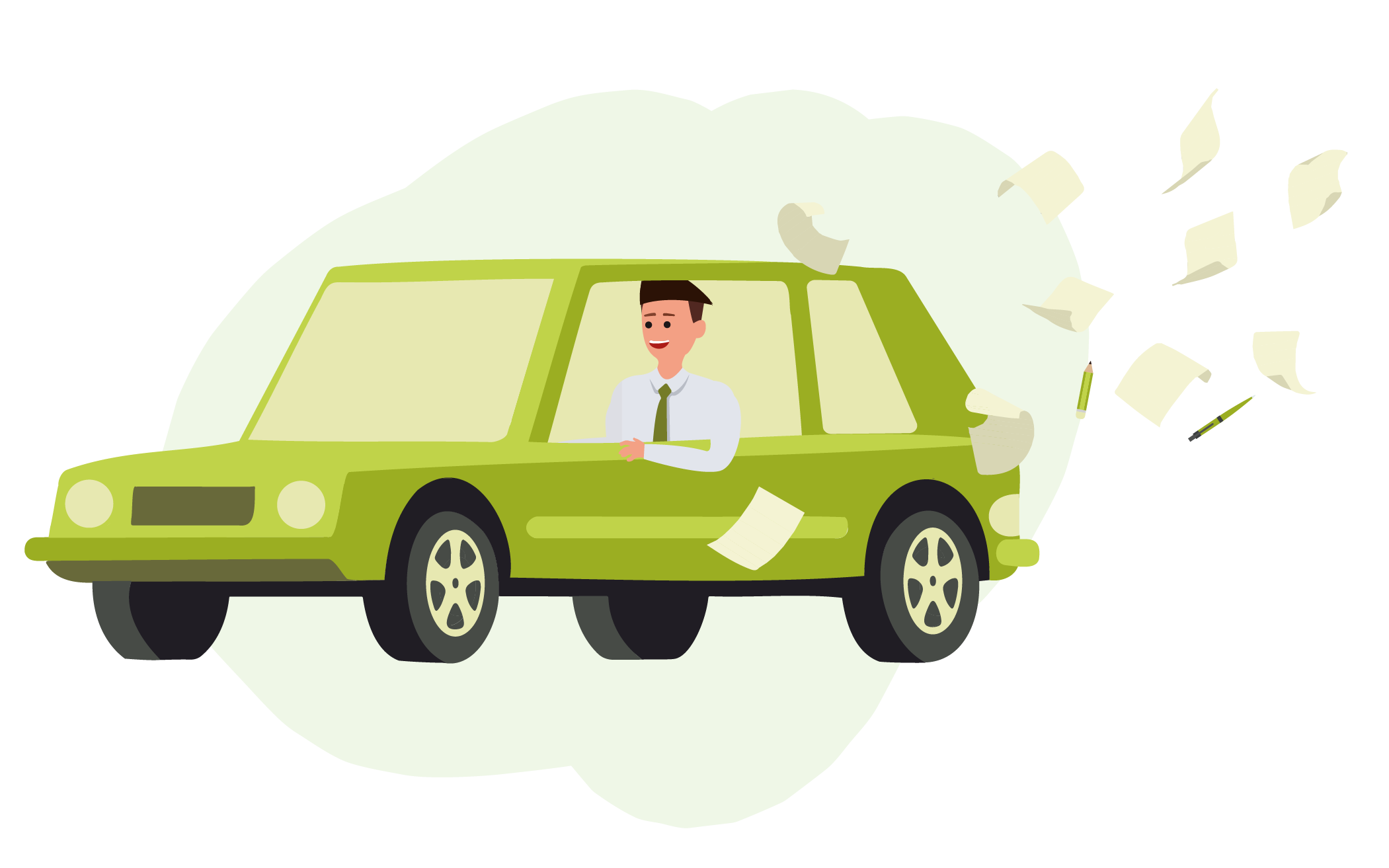 Note volano dal finestrino dell'auto in movimento di un dipendente